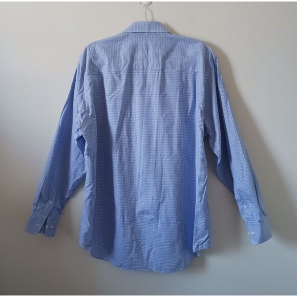 David Donahue Mens Dress Plaid Shirt Long Sleeve Button Up Blue Size 16.5 34/35 - Picture 2 of 9